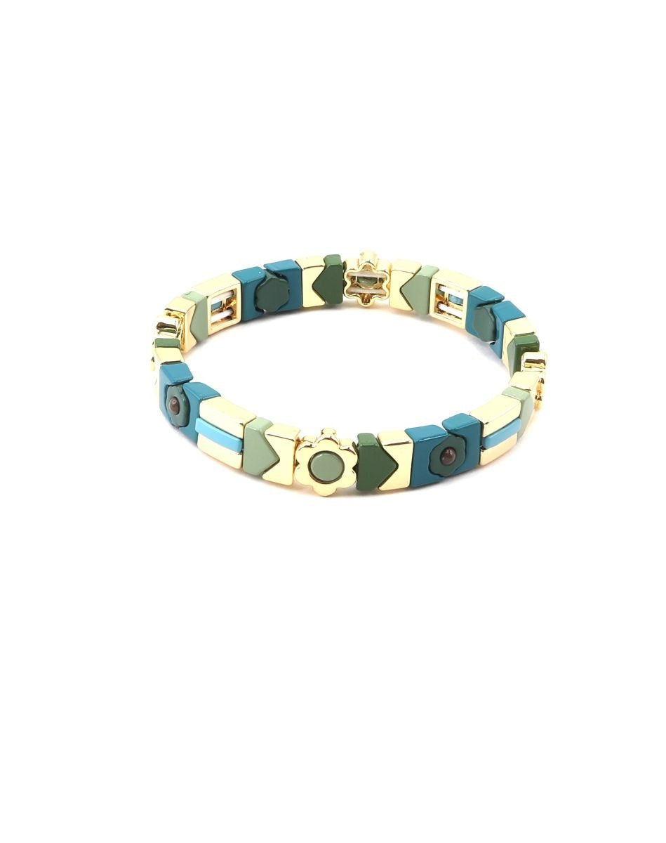 Tile Bracelet - Teal Flower Candy