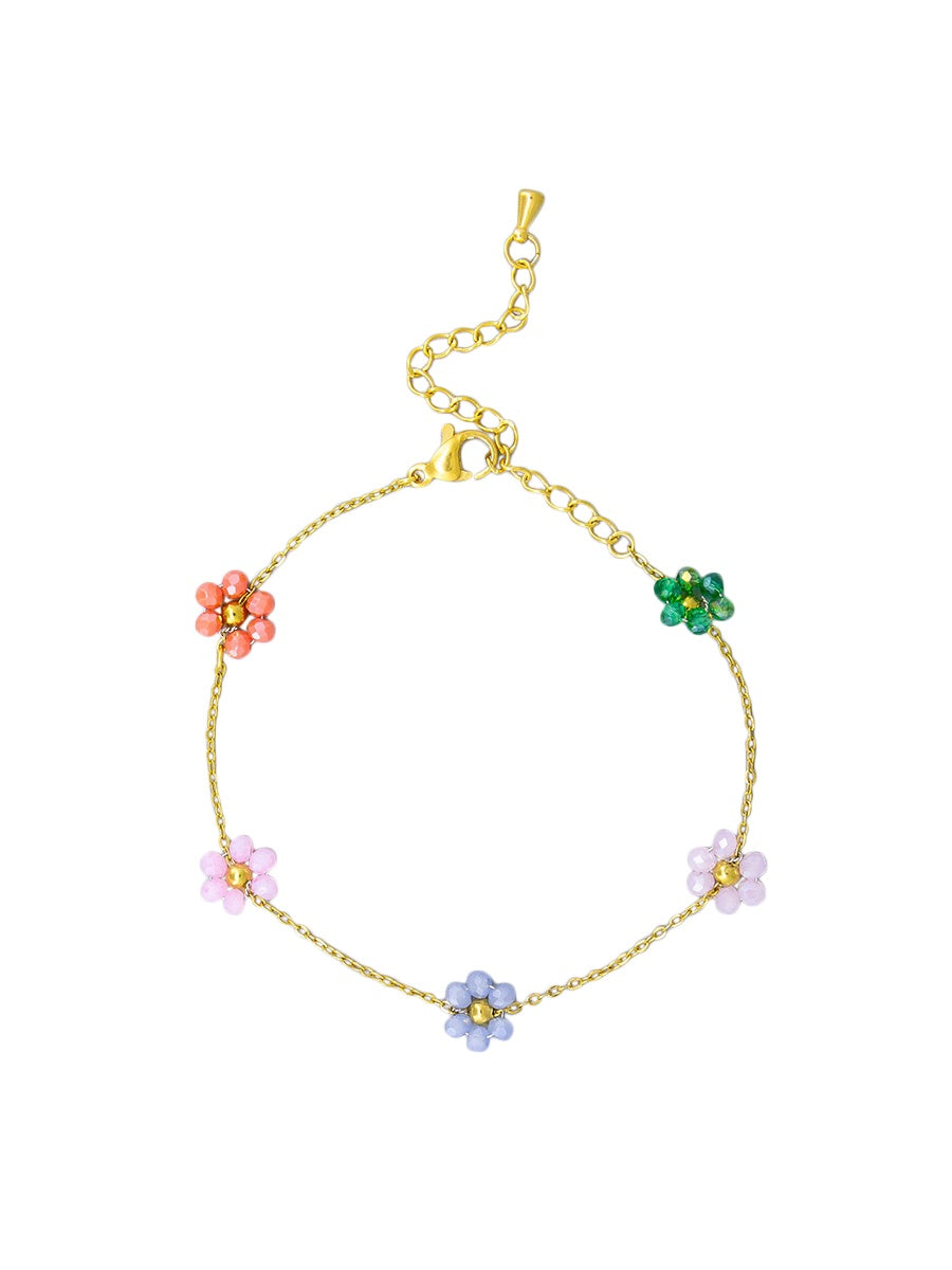 Coloured Flower Chain Bracelet