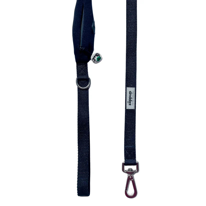 Dog Lead With Poop Bag Holder - Black