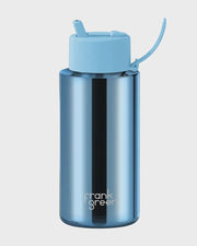 1L Chrome Ceramic Reusable Bottle -  Light Blue / Sky Blue