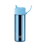 595ml Chrome Ceramic Reusable Bottle - Light Blue / Sky Blue