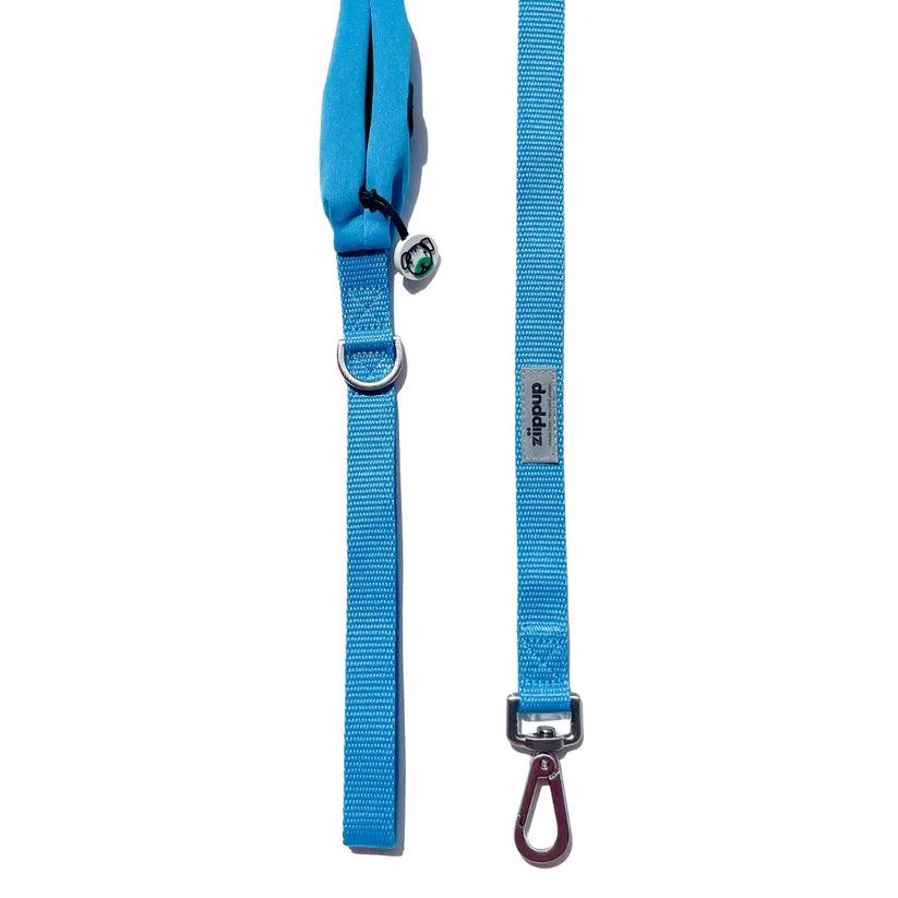 Dog Lead With Poop Bag Holder - Blue