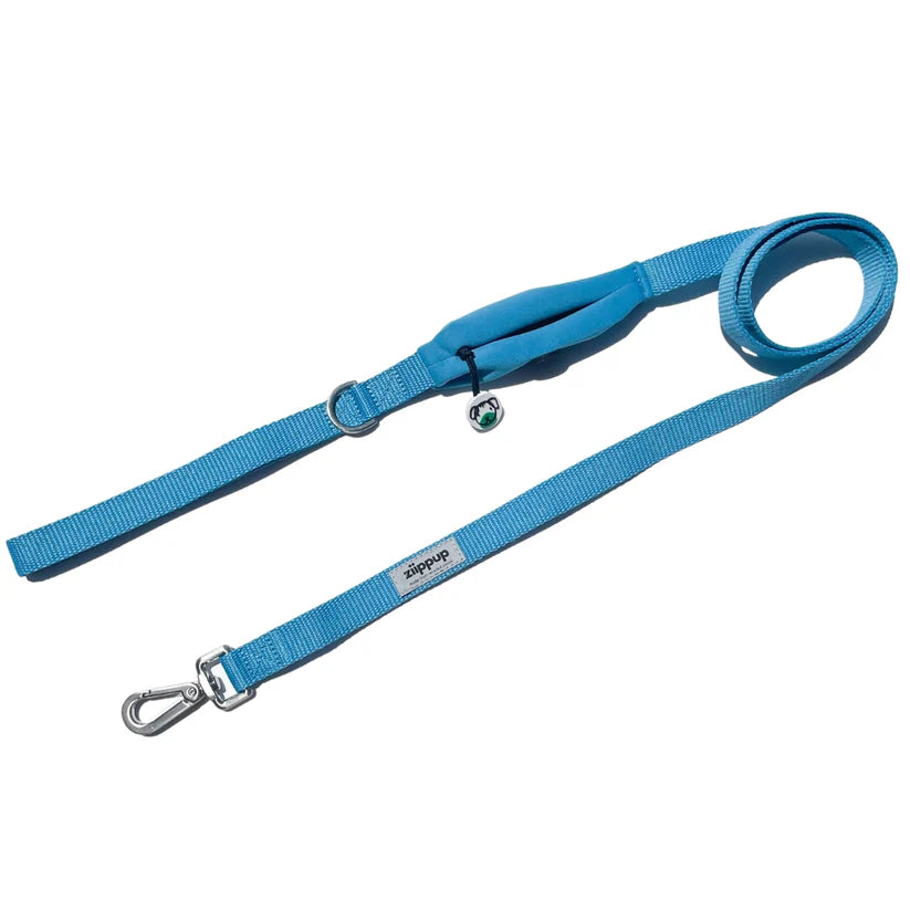 Dog Lead With Poop Bag Holder - Blue