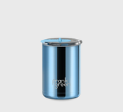 355ml Chrome Ceramic Coffee Cup with Hinged Screw Lid -  Light Blue / Sky Blue