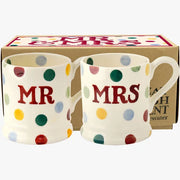 Set of 2 Half Pint Mugs - Polka Dot Mr & Mrs