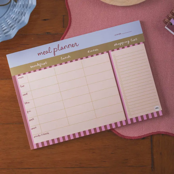 A4 Weekly Meal Planner Pad - Berry Stripe