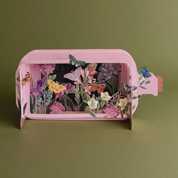 Message in A Bottle 3D Cut Art Card - Butterflies