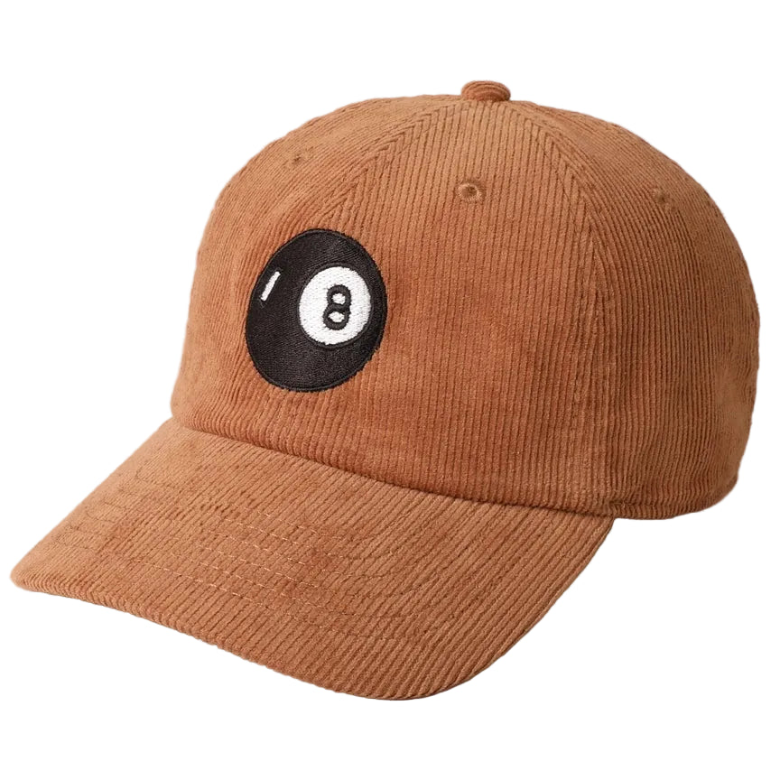 Embroidered Baseball Cap Corduroy - 8 Ball Mocha
