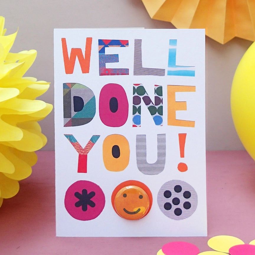 Card With Badge - Collage Text Well Done You