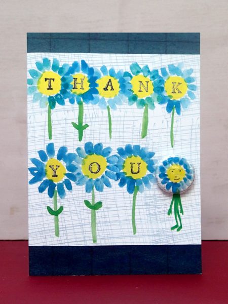 Card With Badge - Thank You Flowers