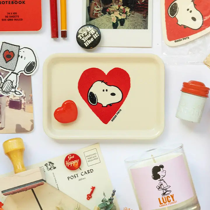 Vintage-Style Tray - Snoopy Heart
