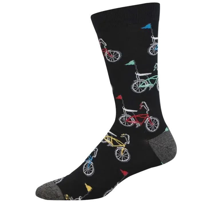 Men's Bamboo Socks  - Retro Bikes Black