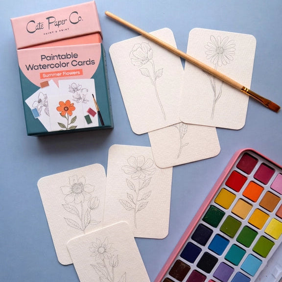 Paintable Watercolour Card Deck - Summer Flowers