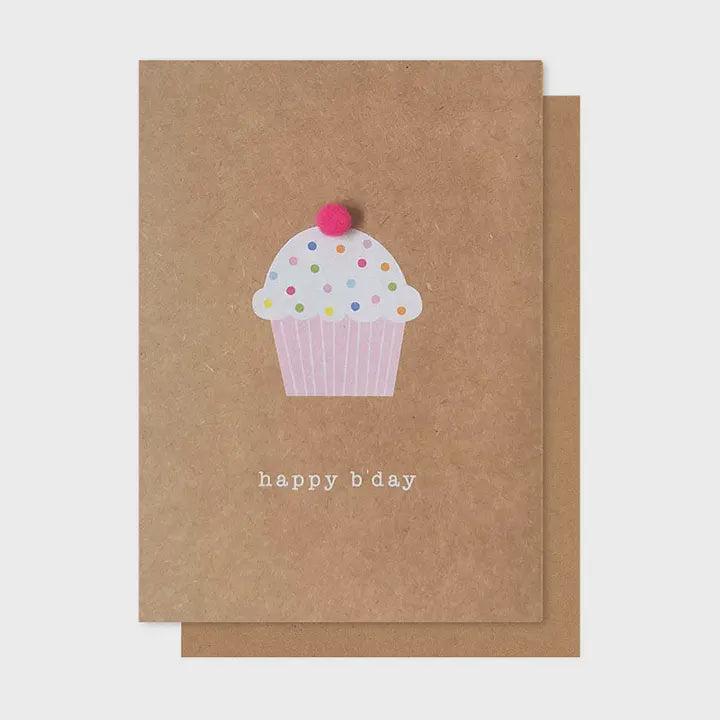 Cupcake Kraft Pom Pom Card