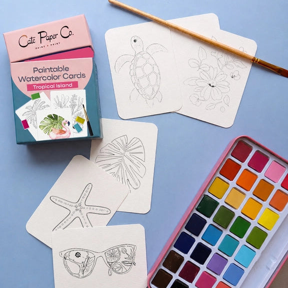 Paintable Watercolour Card Deck - Tropical Island