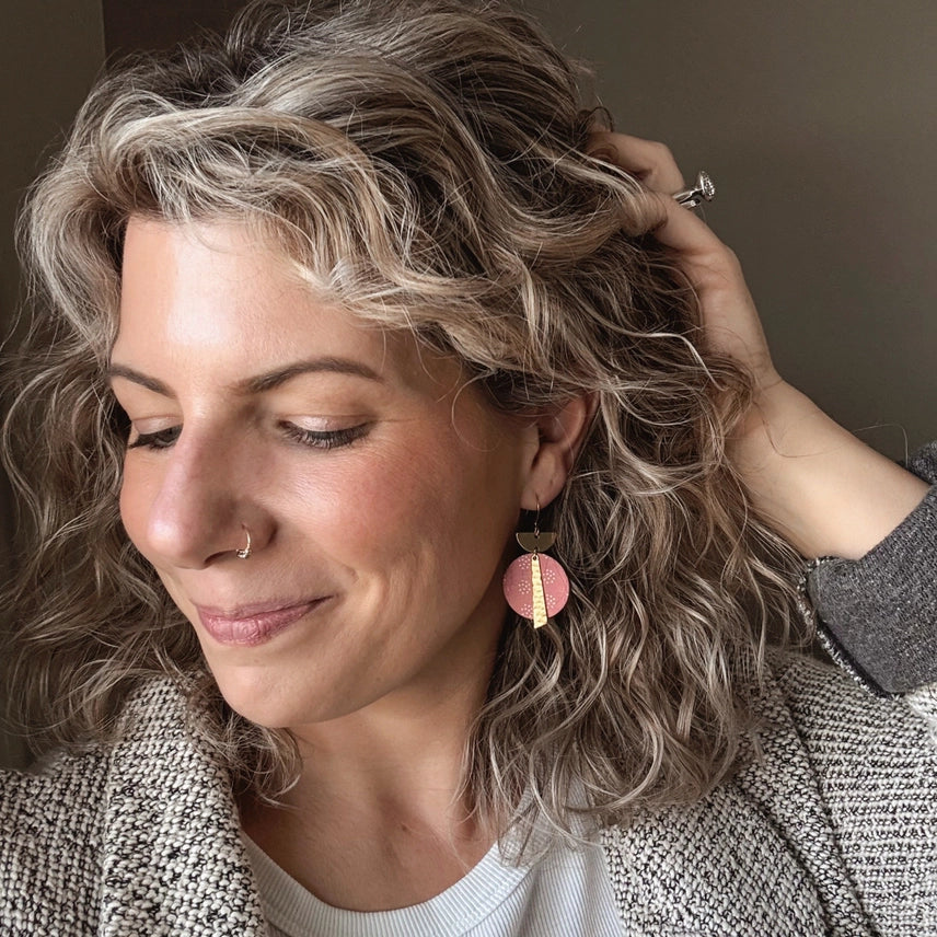 Crest Drop Earrings - Bubblegum Dot