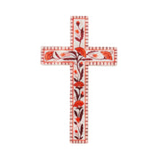Capiz Shell Art Tile - Samira - Pink Flower Large Cross