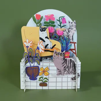Mini World Cats 3D Cut Art Card
