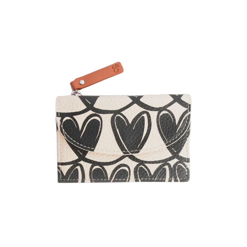 Card Holder Coin Purse - Mono Linked Hearts