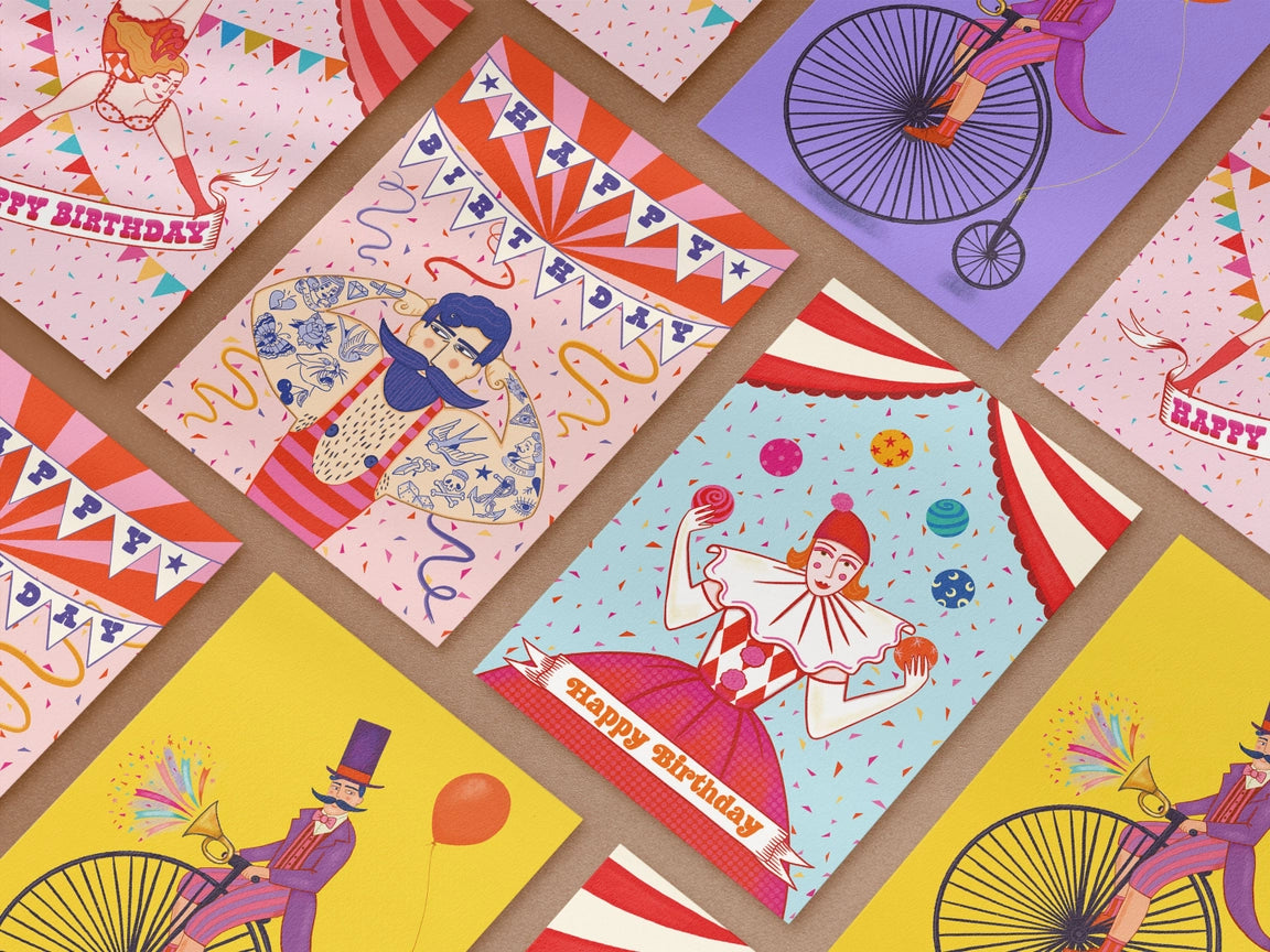 Circus Juggling Pierrot Clown Card