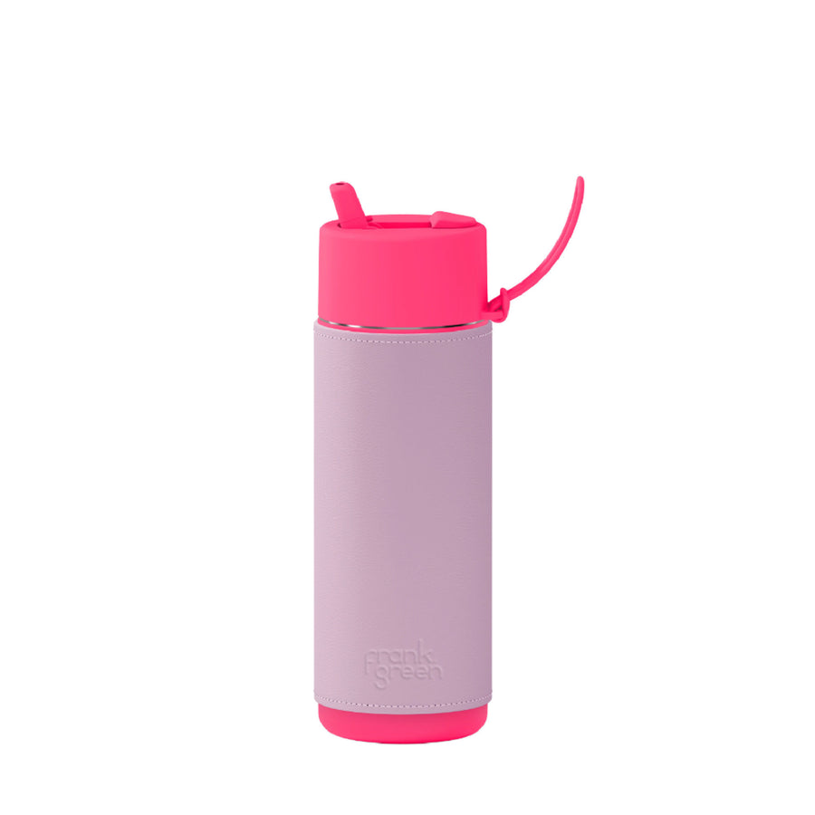 Ceramic Reusable Bottle with Straw Lid + Sleeve 595mL - Neon Pink / Lilac Haze