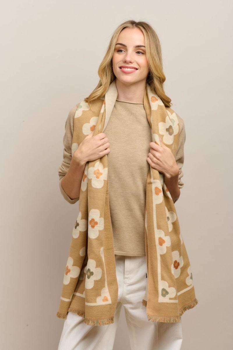 Autumn Flower Scarf - Camel