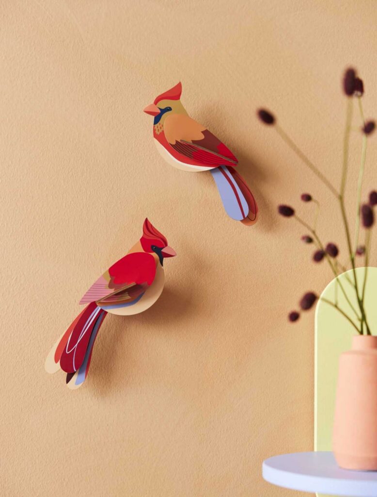 Cardboard Wall Art Garden Bird Duo - Cardinals