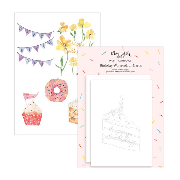 Watercolour Painting Cards - Birthday