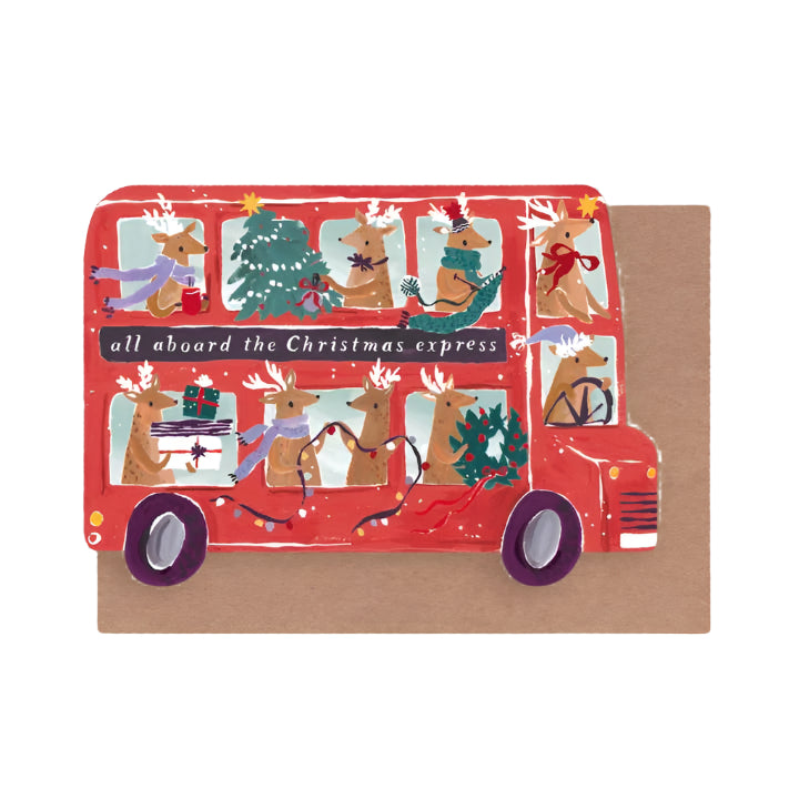 Reindeer Bus Christmas Card