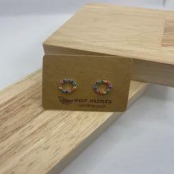Cubic Rainbow Circle Earrings - Rose Gold