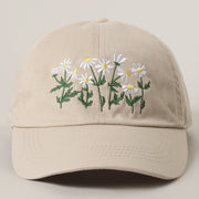 Embroidered Baseball Cap - Daisy Bloom Stone