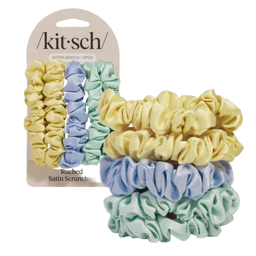 Ruched Satin Scrunchies 5pc Set - Multi-Color