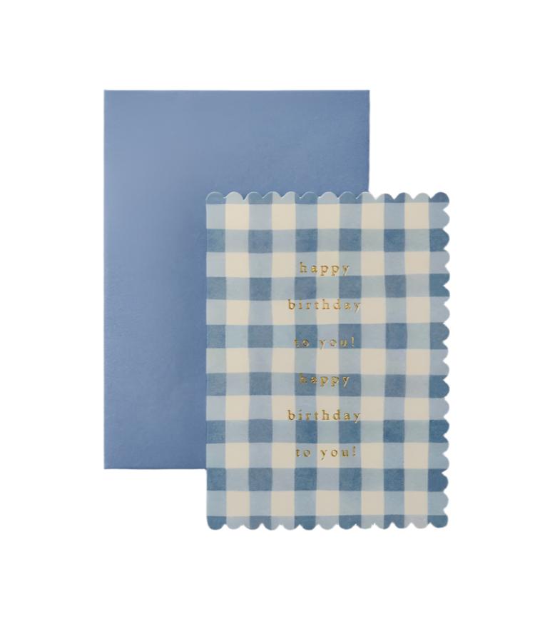 Happy Birthday To You Blue Gingham Card