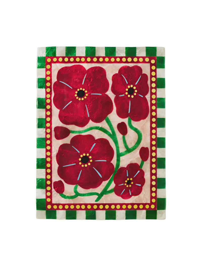 Capiz Shell Art Tile - Bloom Nouveau - Wine Rectangle