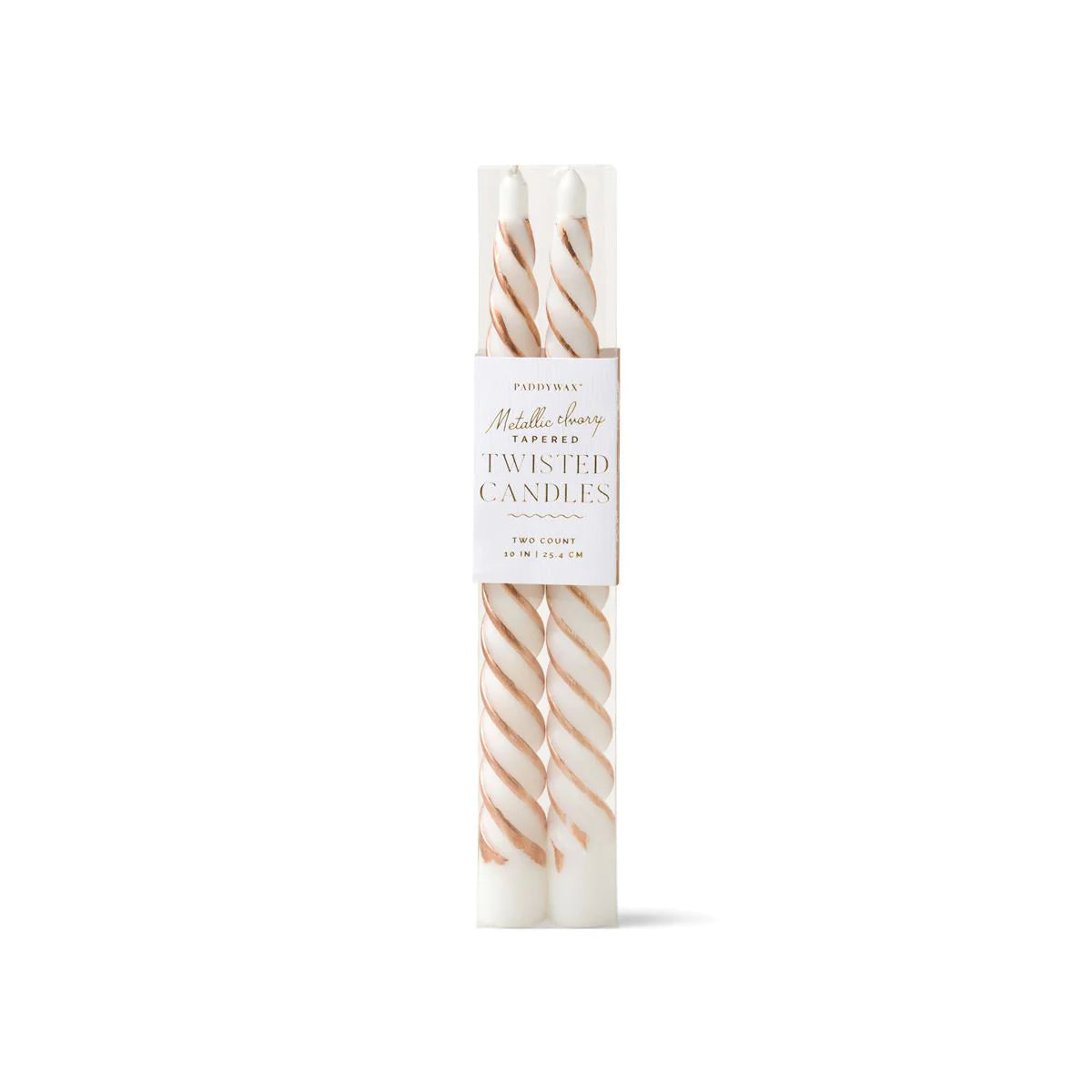Twisted Taper Candles - Metallic Ivory