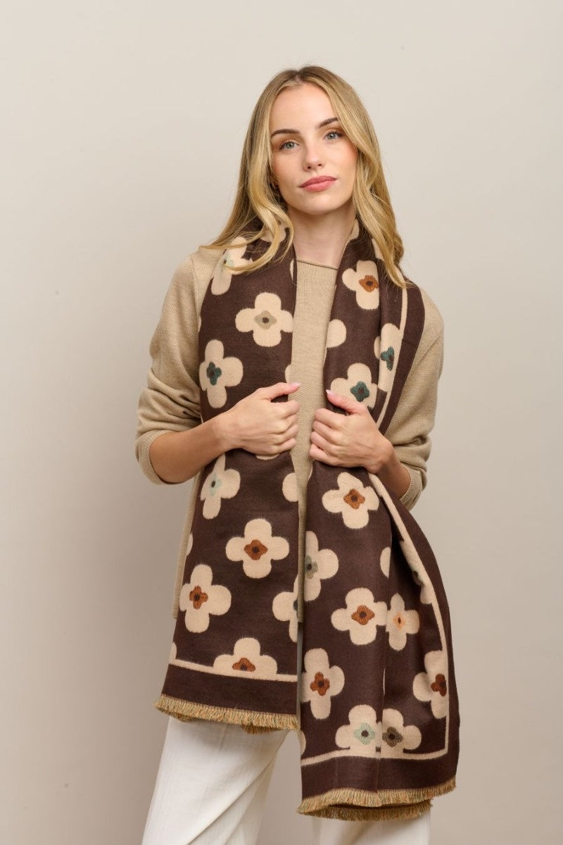Autumn Flower Scarf - Chocolate