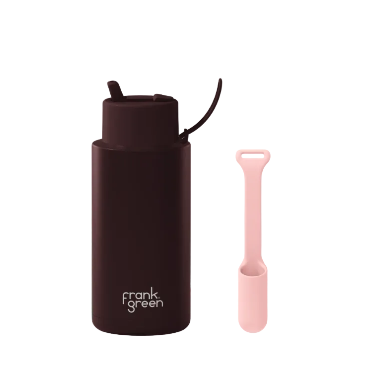 Lip & Sip Bundle - 1L Chocolate Ceramic Bottle with Blushed Lip Gloss Holder