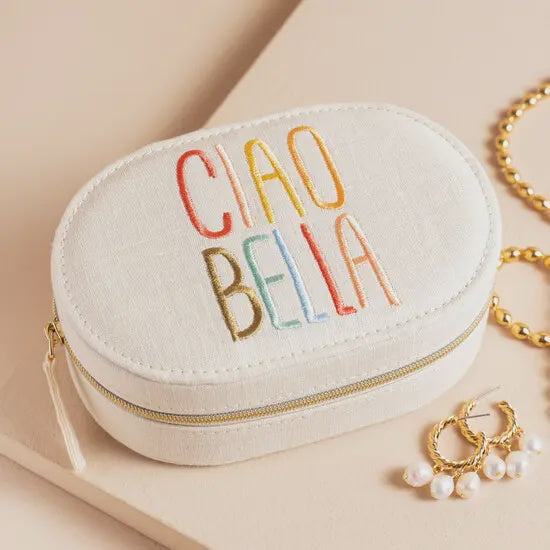 Ciao Bella Embroidered Oval Jewellery Case
