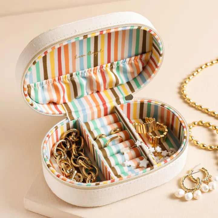 Ciao Bella Embroidered Oval Jewellery Case