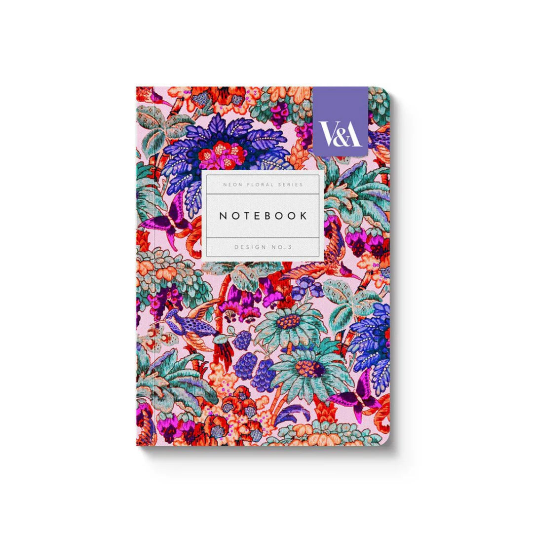 A6 Soft Cover Notebook - Neon Floral Coral Jungle