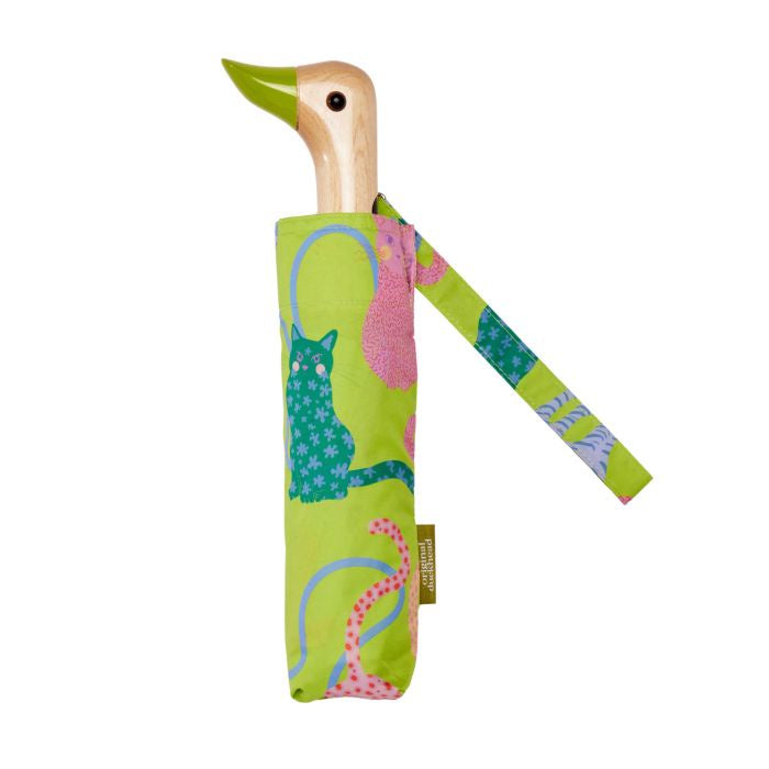Duckhead Compact Umbrella - Arty Cats, Lime