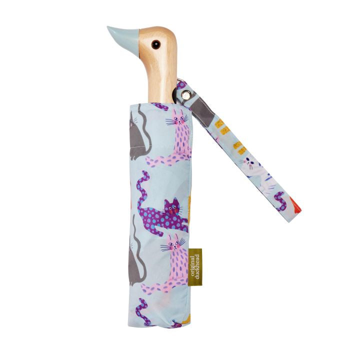 Duckhead Compact Umbrella - Arty Cats, Ice