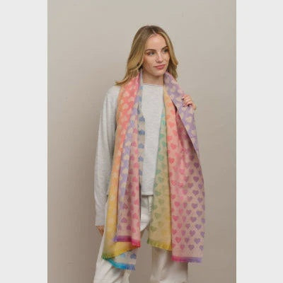 Faded Heart Scarf - Cream