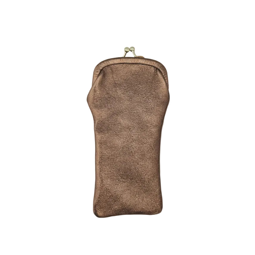 Leather Glasses Case with Retro Clasp - Nutty