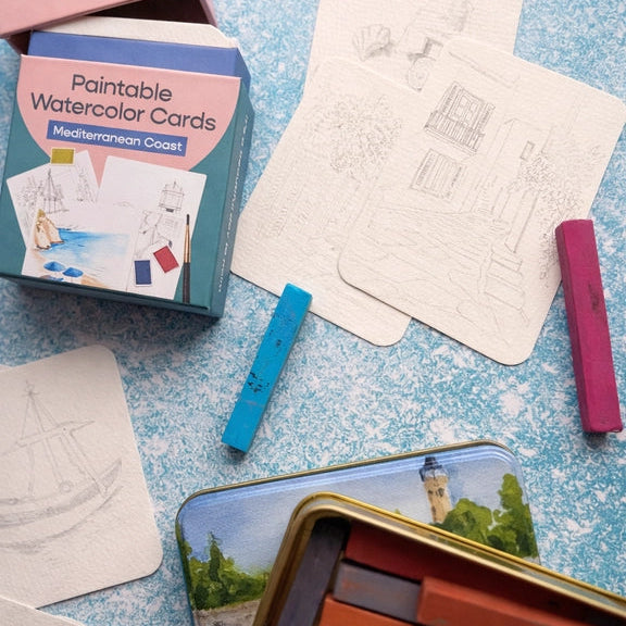 Paintable Watercolour Card Deck - Mediterranean Coast
