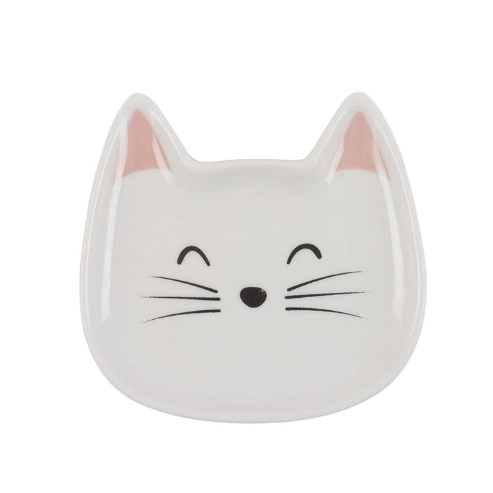 White Cat Face Trinket Dish