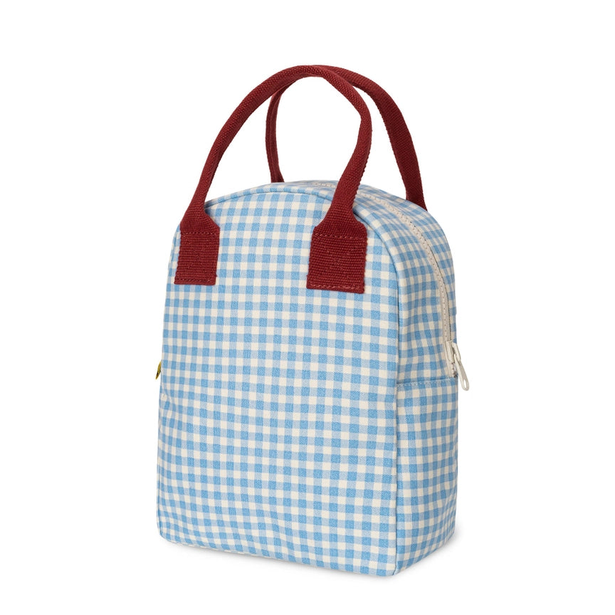 Zipper Lunch Bag - Gingham Sky