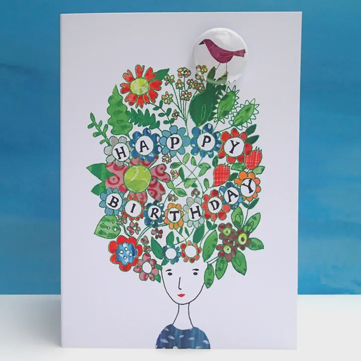 Card With Badge - Happy Birthday Hair
