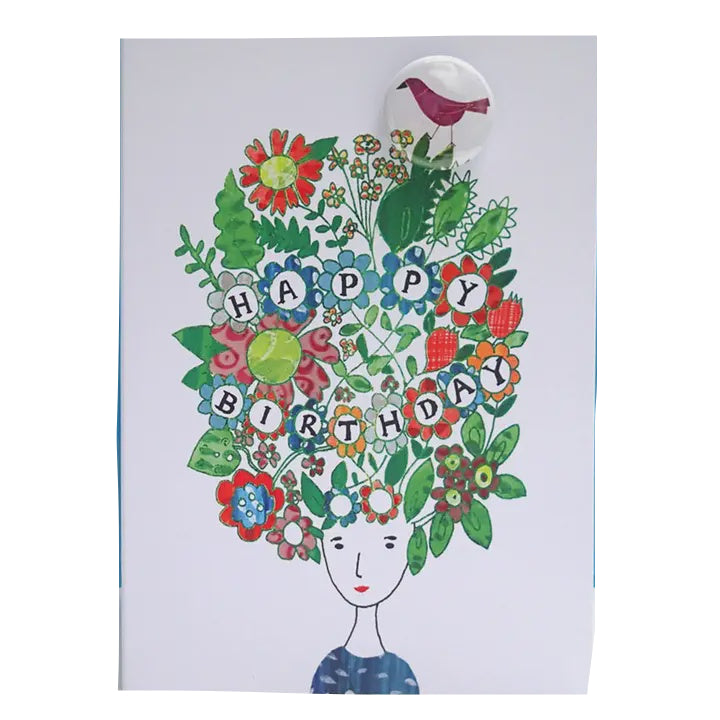 Card With Badge - Happy Birthday Hair