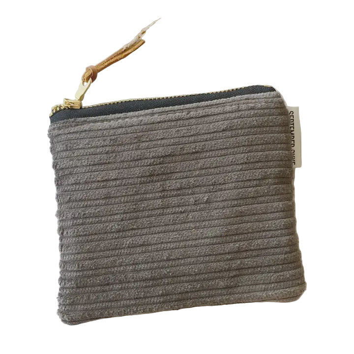 Cotton Coin Pouch - Charcoal Grey Corduroy